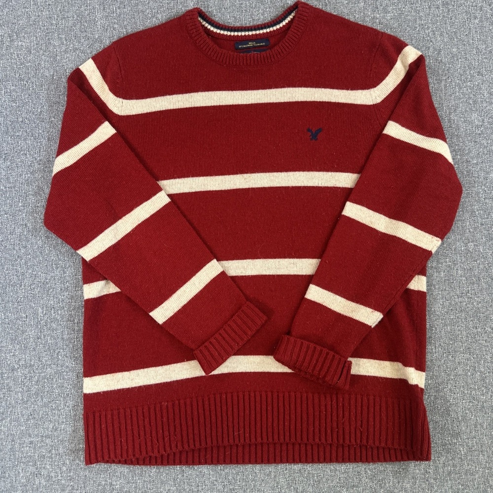 American Eagle Outfitters Athletic Fit Wool Blend Striped Sweater Men's Large